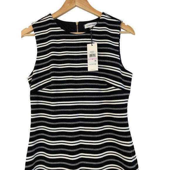 NWT Calvin Klein Womens Sleeveless Striped Sheath Dress Size 6 RHH10574 - Picture 3 of 11